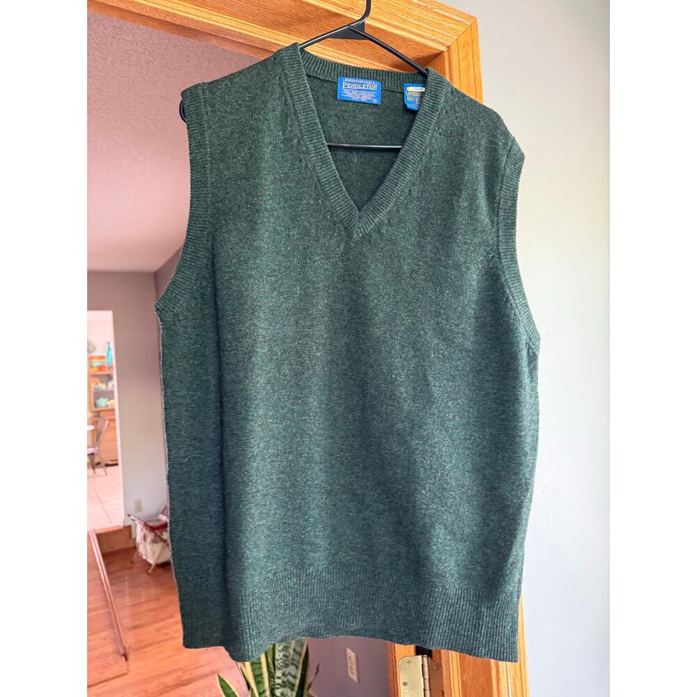 Pendelton Green 100% lambswool sweater Vest‎ men’s M